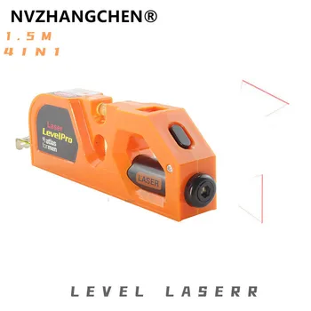 4 in 1 Multifunkčné Laserové Úrovni Bublina Lasery Pravítko s 1,5 m Pásky Opatrenie Horizont pre domácich majstrov Diy Vertikálne Ručné Náradie