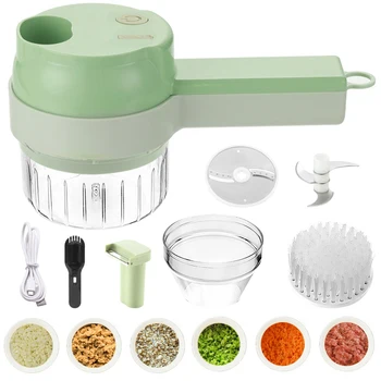 4 v 1 Elektrický Krájač Zeleniny Ručné Cesnak Slicer Multifunkčné Potravín Chopper Prenosné Dobíjacie Zeleniny Mincer