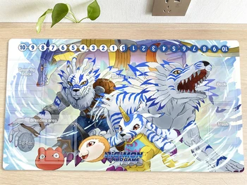 Digimon Playmat DTCG CCG Mat Gabumon & Weregarurumon Trading Card Game Mat Stôl Tabuľka Herné Hrať Mat Mousepad Podložka pod Myš 60x35cm