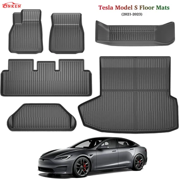 Fit 2021 2022 2023 Tesla Model S Podlahové Rohože Cargo Rohož batožinového priestoru Mat Cargo Líniové Frunk Mat TPE Všetkých Poveternostných Nepremokavé Mat Nepremokavé