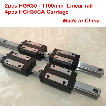 HGR30 lineárne sprievodca: 2 ks HGR30 - 1100 mm + 4pcs HGH30CA lineárne blok prepravu CNC časti