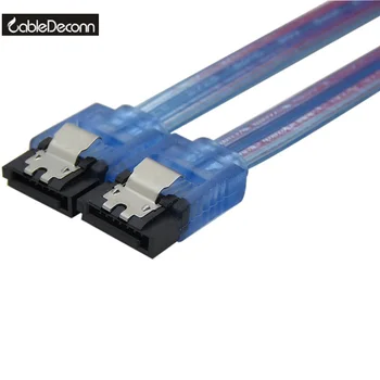 Sas / Sata Kábel 2 ks SATA III 3.0 6Gb/s HDD 7pin Plochý Dátový Kábel Priamo 180 Stupňov Modrá Kovovú Západku Konektora 50 CM