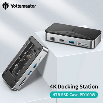 Yottamaster USB Rozbočovač USB, Dokovacia Stanica s Kompatibilný s HDMI USB-3,2 Gen2 M. 2 NVMe & SATA SSD Prípade Ethernet 100W PD SD/TF