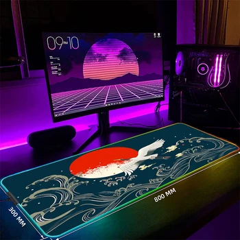 Žeriav RGB Herné Mousepads Stôl Pad Klávesnice Mat LED Gamer Mousepad XXL Myši, Podložky Svetelný Myši Rohože Dizajn 