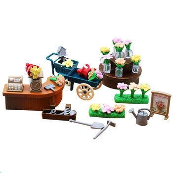 1:18 Mini Simulácia Flower Shop Nastaviť Vozíka Micro-Krajina Dekorácie Domček Pre Bábiky Deti Hrať Dom Hračky