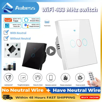 1/2/3/4 Gang Tuya Wifi Smart Light Switch, Smart Home EÚ Stenu Dotykový Spínač 433MHZ Aplikáciu Diaľkové Ovládanie Podporu Alexa Domovská stránka Google