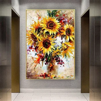 100% Ručne Maľované Moderné Textúra Plátno Plagát Na Stenu Dekor Kvety Obraz Zátišie Umenie Najnovší Dizajn Van Gogh Olejové Maľby