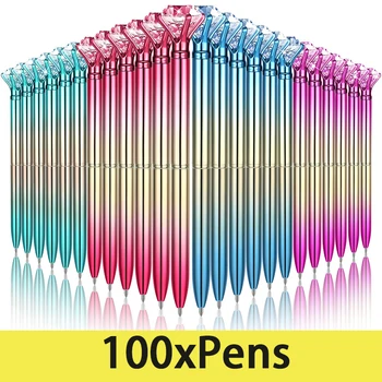 100ks Gradient Farba Diamond Guľôčkové Pero Dúha, Viacfarebná Laser Veľkých Častíc Gem Rotujúce Pero Darček
