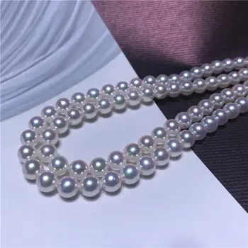 10PC Krásne AAAAA+ 8-9mm prírodné south sea White pearl náhrdelník 18-palcové