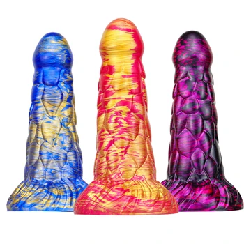 18.7 cm Dlhé Dildo Realistického Dragon Scale Penis Sexuálne Hračky Pre Ženy, Mužov Farebné Silikónový Análny Plug Ženy Masturbácia Zadok Perličiek 18
