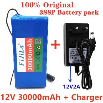 18650 batérie 12V 30000mAh batéria 18650 lítiové batérie, ochrana rada 12v 30000mAh pre invertor baník + 12.6V2A nabíjačky