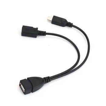 1pc 2 V 1, Micro USB OTG Host Moc Y Rozbočovač USB Adaptér Micro 5 Pin Samec Samica Kábel