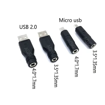 1PCS Micro USB / USB 2.0 Mužov a DC 3.5*1.35 / 4.0*1.7 mm Samica Konektor Jack Converter Notebook Adaptér Konektor