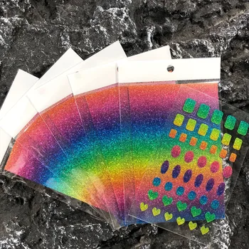 1Pcs Reflexné Rainbow Aurora Nail Art Nálepky Laser Ice Cube Lásky/Obdĺžnik Crystal na Nechty, Nálepky 3D Diamond Jazdca Dekorácie