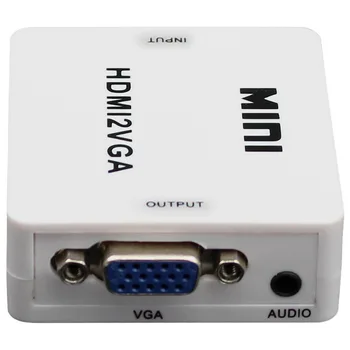 2 ks/veľa MINIHDMI na VGA S Audio Converter Pre PC, Notebook na HDTV Projektor HDMI2VGA + Audio converter box + Doprava Zadarmo
