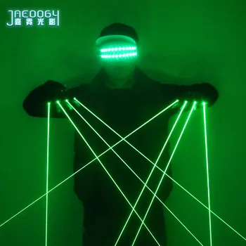 2 v 1 je Nový Vysoko Kvalitný Zelený Laser Rukavice nočný klub Bar Party Dance Spevák Tanečné Rekvizity DJ Mechanické Okuliare LED Svetlo