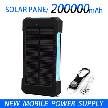 200000mAh Externú Batériu Solar Power Bank LEDSOS Blesk, RÝCHLE Nabíjanie Prenosné, Nepremokavé Powerbank pre Chytrý Mobilný Telefón