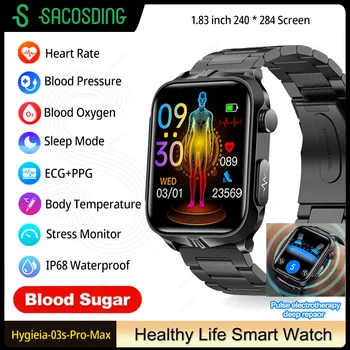 2023 Smartwatch hladiny Cukru v Krvi, EKG+PPG Monitorovanie Krvného Tlaku a Telesnej Teploty Smart Hodinky Zdravie Pulz Elektroliečba Hodinky