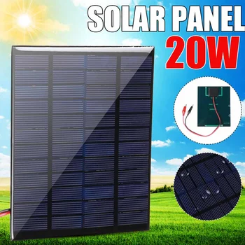 20W Solárny Panel 12V Polykryštalických Kremíkových Solárnych článkov DIY Kábel Nepremokavé Vonkajšie Napájanie Nabíjateľná Systém pre Vonkajšie Campin