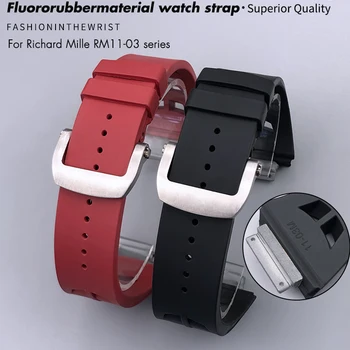 25 mm Kvalitný Fluoro Gumy Watchband vhodné pre Richard Mille RM11-03M FKM Gumy Vodotesné Hodinky Remienok Náramok