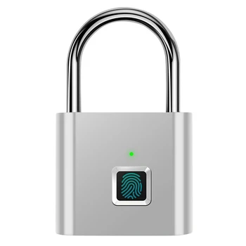 2X Visiaci zámok, snímač Odtlačkov,Prenosné Anti-Theft Nabíjanie pomocou pripojenia USB Fingerprint Zámok Pre Skrinky, Kufríky, Batohy Atď.