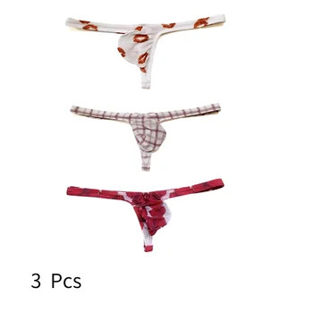 3 Ks pánske spodné Prádlo Rose Hodváb Slip Tlač Európska a Americká Verzia Sexy Micro Transparentné Remeň Malých T Nohavice