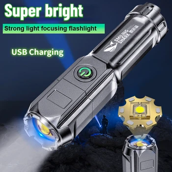 3 Režimy Taktické Led Baterky Ultra Pwerful USB Rechargable Silný Jas Silné Svetlo High Power Zoom Vonkajšie Osvetlenie