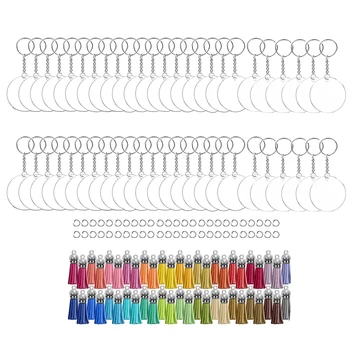 300Pcs Akryl Keychain Polotovary, priehľadný Akrylový Kruhy Disky Transparentné Pre DIY Keychain Projektu Remeslá