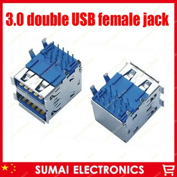 30pcs/veľa high-speed dvojitý USB rozhranie zásuvka jack 3.0 drôtené zásuvky USB female zásuvka doprava Zadarmo