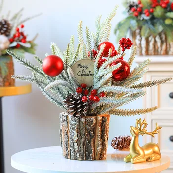 35 cm Stôl Vianočný Stromček Črepníkové Rastliny Opakovane Jemné Kompaktný Vianočný Strom Na Ploche Hrnuli Ozdoby na Vianočné stromčeky