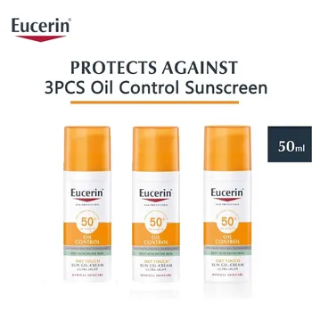 3KS Eucerin Oil Control SPF50+ Facial Sun Cream Osviežujúci Vodeodolný opaľovací Krém 50ml Sunblock Pre Citlivé Mastnú Pleť Chrániť
