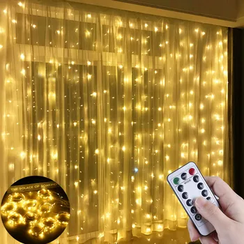 3M LED Záves Svetlá Garland na Okno USB String Svetlá Rozprávkových Svetiel Vlkovcový Nový Rok Vianočné Dekorácie pre Domov