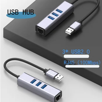 4 V 1 Multi-funkčný Notebook Dokovacej Stanice Predlžovací Kábel RJ45 port usb hub USB2.0 Splitter Adaptér Game Hub USB konvertor