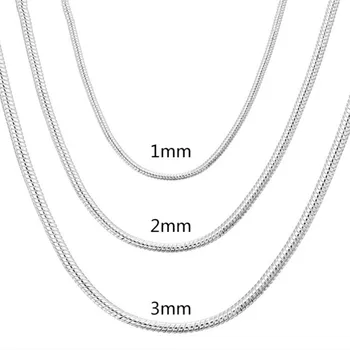 40-75 cm 925 Sterling Silver 1 MM/2 MM/3 MM solid Snake Reťazca Náhrdelník Pre Mužov, Ženy Módne Šperky pre prívesok doprava zadarmo
