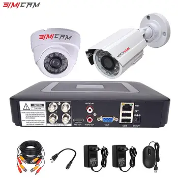 4CH CCTV DVR kamerovým Systémom AHD Kamery Auta 1200TVL 2ks Dome Bullet Infračervené 1080P 2MP 5in1 DVR kamerový Set
