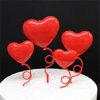 4pcs Mix Veľkosť Srdce Balóny Tortu Mulčovače Valentines Day Party Dodávky Výročie Svadobnú Tortu Dekorácie Červené Srdce Ozdoby
