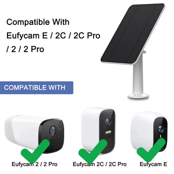 4w eufy Solárny Panel pre eufyCam Cam, Wifi, Kamera, Vonkajšie 2/2C/2C Pro/E/2 Pro/SoloCam E20 E40 Mount 13 metrov Napájací Kábel (biely)