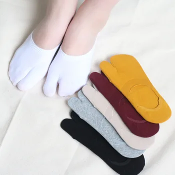 5 Párov Nízke No Show Ponožky pre Ženy Česanej Bavlny Priedušná Pevné Flip-flop Ponožky Dve Počúval Neviditeľné Anti-slip Papuče Ponožky