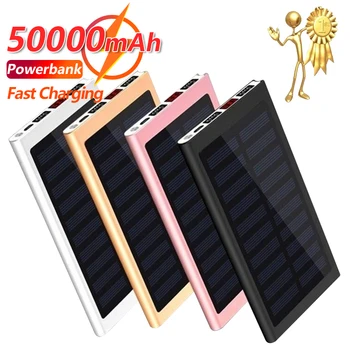 50000mAh Solar Power Bank Digitálny Displej Tenké Veľké Kapacity Prenosný Rýchlo Nabíjačka Externú Batériu pre IPhone Xiao mi Huawei