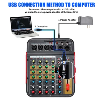 6-Channel Mixing Console Mixér Vonkajšie Konferencie Audio USB Bluetooth-kompatibilné Reverb Audio Procesor