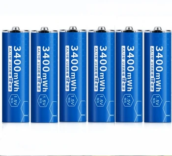 6pcs/veľa Nových 1,5 V AA nabíjateľné batérie 3400mWh USB nabíjateľné lítiové batérie, rýchle nabíjanie cez Micro USB kábel