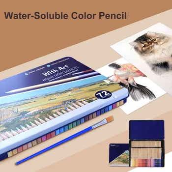 72 Farebné Ceruzky Soft Akvarelové Pastelky Profesionálne Rozpustné Vo Vode Farebné Ceruzky Súprava Na Kreslenie, Maľovanie Deti Umelecké Potreby