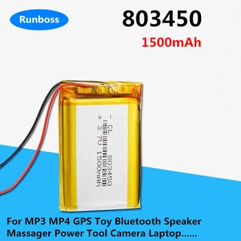 803450 1500mAh 3,7 V Lítium-Polymérová Nabíjateľná Batéria Pre MP3, MP4, GPS Hračka Bluetooth Reproduktor Masér elektrický Nástroj Kamera Notebook