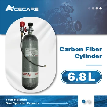 Acecare 300bar Uhlíkových Vlákien Fľaša 6.8 L 4500psi Hpa Potápanie Nádrž S Ventilom Podanie Stanica Pre Divign Požiarne Bezpečnostné Protipožiarne
