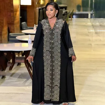 Africké Diamanty Party Šaty, Luxusné Moslimských Abaya Ženy Dashiki Dubaj Boubou Ankara Kaftan Marocký Šaty Afrike Clohting Šaty