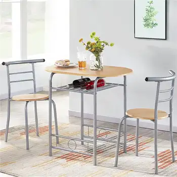 Alden Dizajn 3ks Moderný Jedálenský Set s Okrúhly Stôl a 2 Stoličky, Viac Farieb