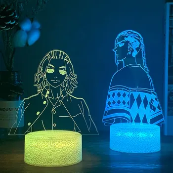 Anime Tokio Revengers 3D Led Lampa Miestnosti Dekorácie Nočné Svetlo Pre Spálňa Decor Chlapec Deti Vianočný Darček stolná Lampa Nočného