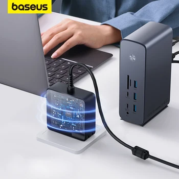 Baseus USB C Hub 17-Port 8K@30Hz Ultra Štyri Obrazovke Multifunkčné USB HUB Dokovacej Stanice Notebook Príslušenstvo pre Macbook Pro