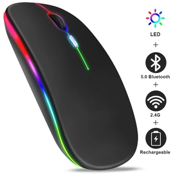 Bezdrôtová Myš 1600 DPI RGB Nabíjateľná Bezdrôtový Počítač Mause LED Podsvietený Ergonomic Gaming Mouse na Notebook PC