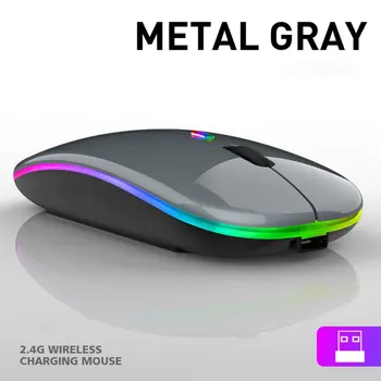 Bezdrôtová Myš S LED Podsvietený USB Nabíjateľné RGB Tichý Hernej Myši Na Počítač, Notebook, PC Mause Hráč
